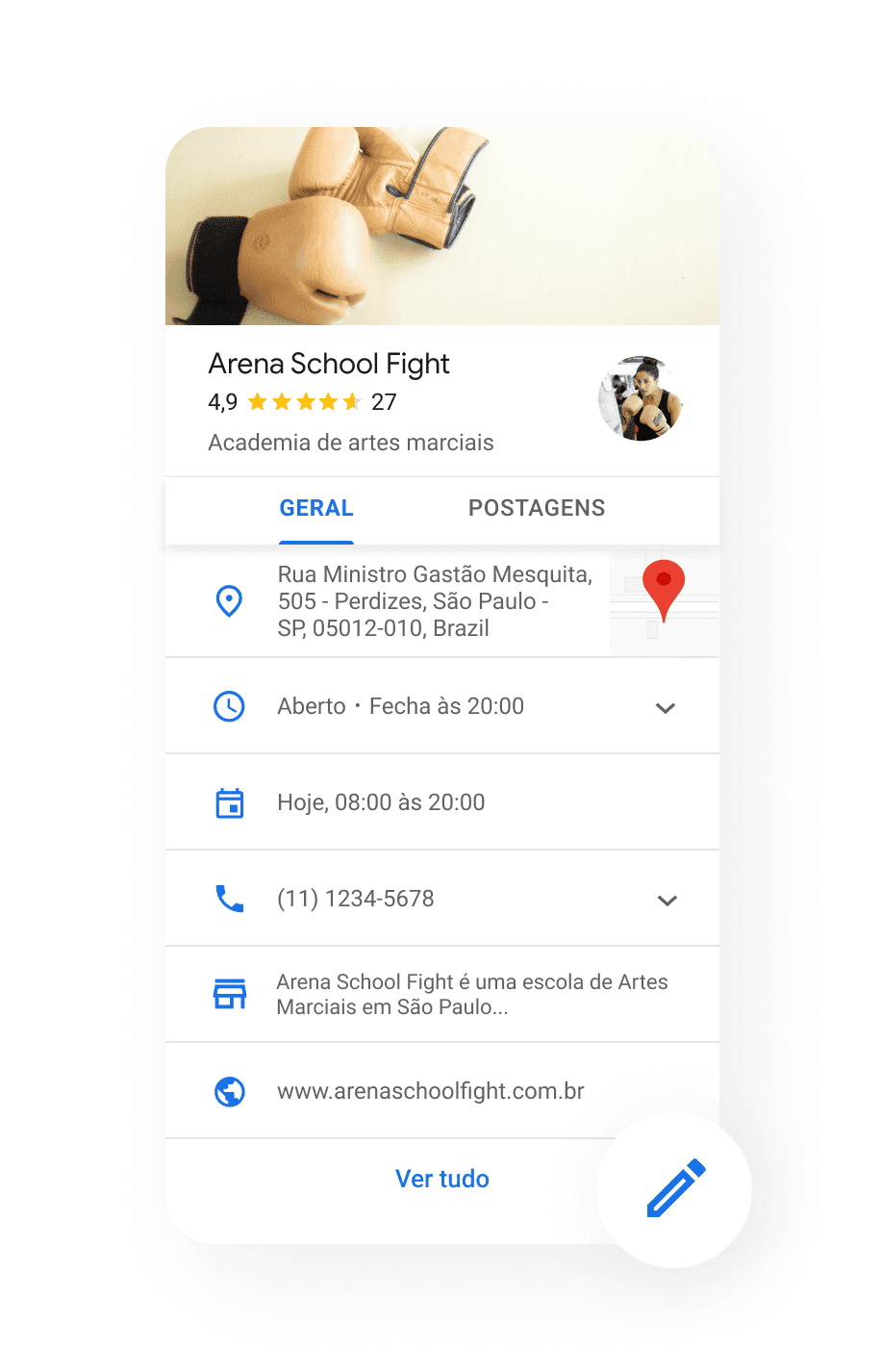 Imagem com dados da empresa no Google Meu Negócio
