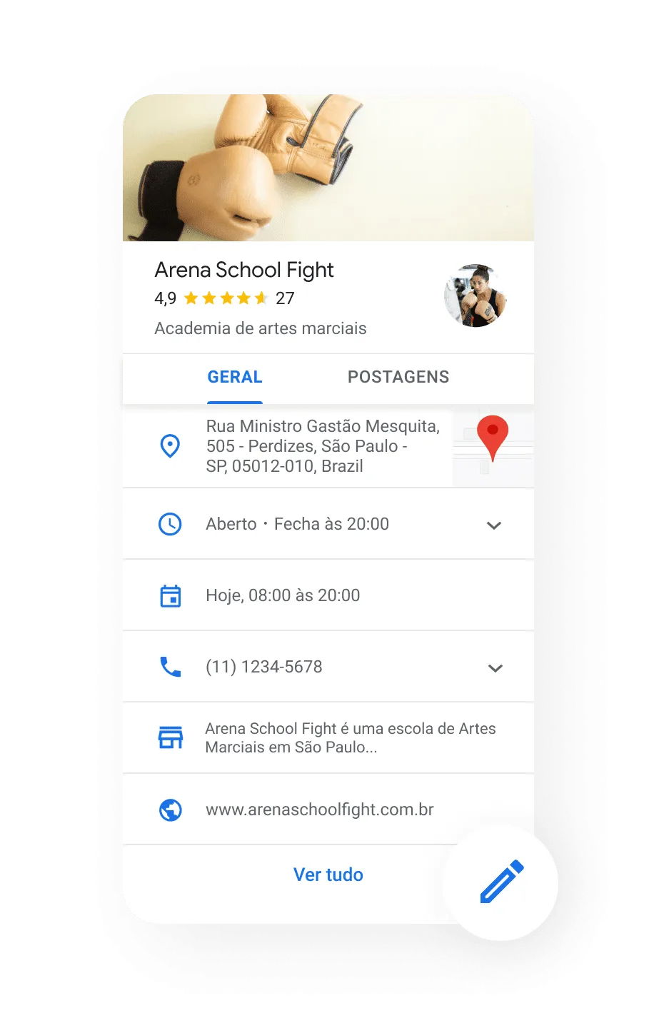 Imagem com dados da empresa no Google Meu Negócio